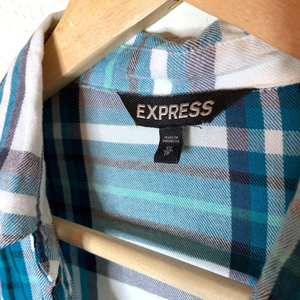 Express Plaid Boyfriend Button Down Top - XS